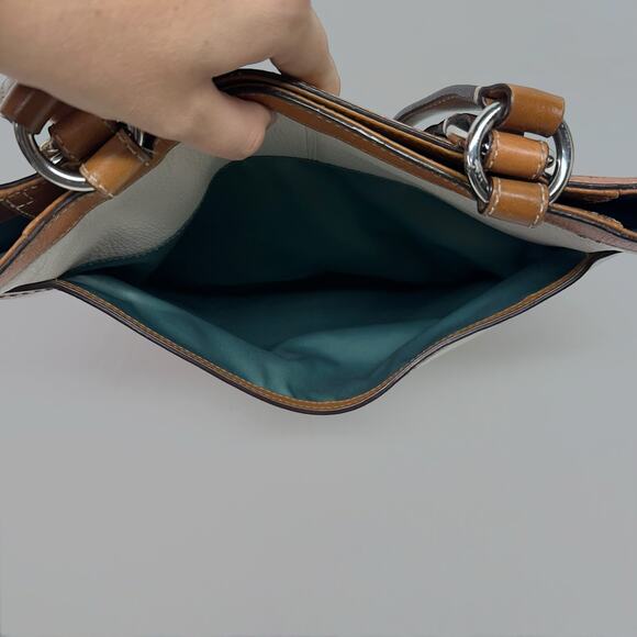 Vintage Coach Leather Tote Bag in White and Tan - Signature Design - Picture 6 of 6